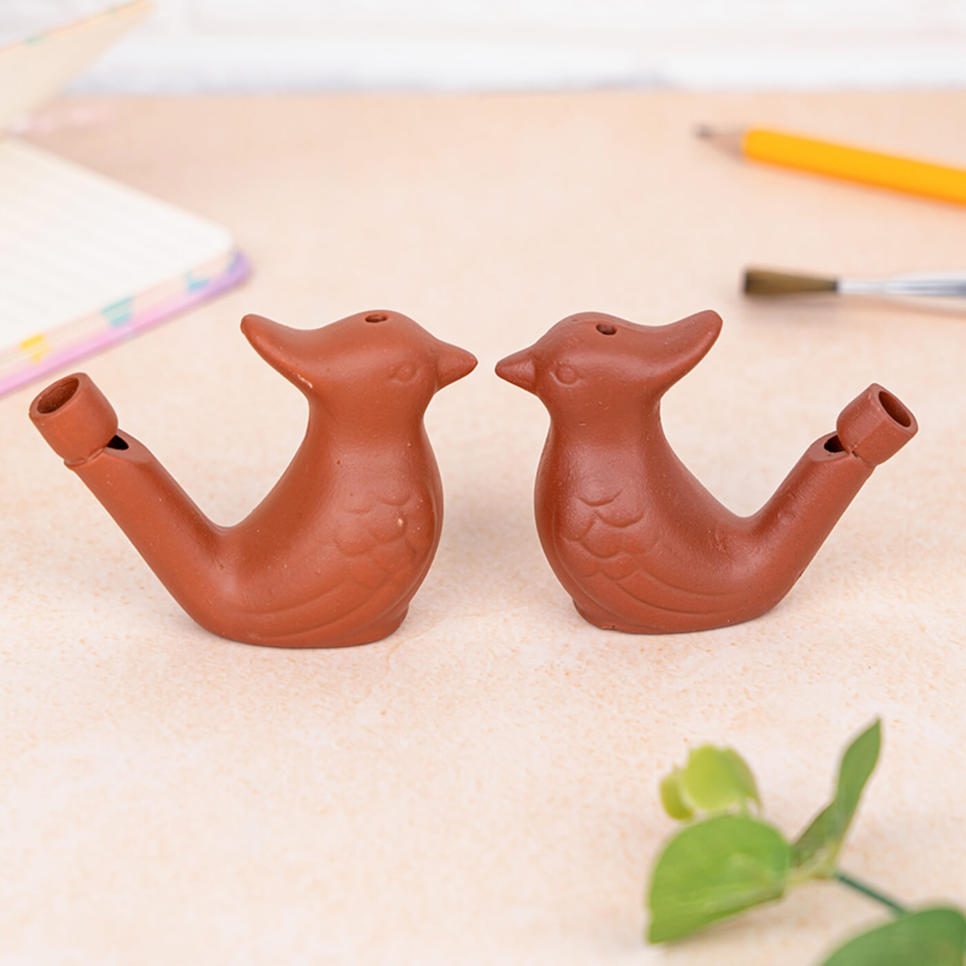 Handmade Clay Bird Water Whistle Set Of 2 Zwende 