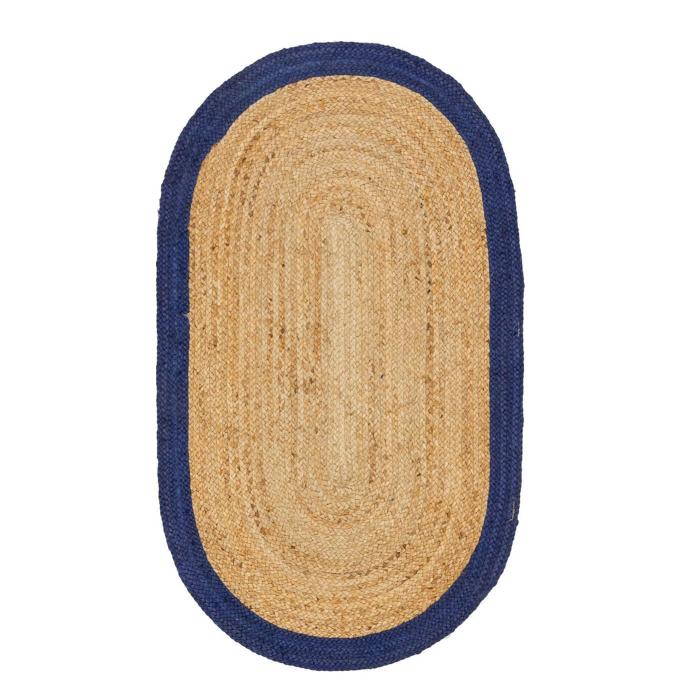 Blue Oval Jute Rug