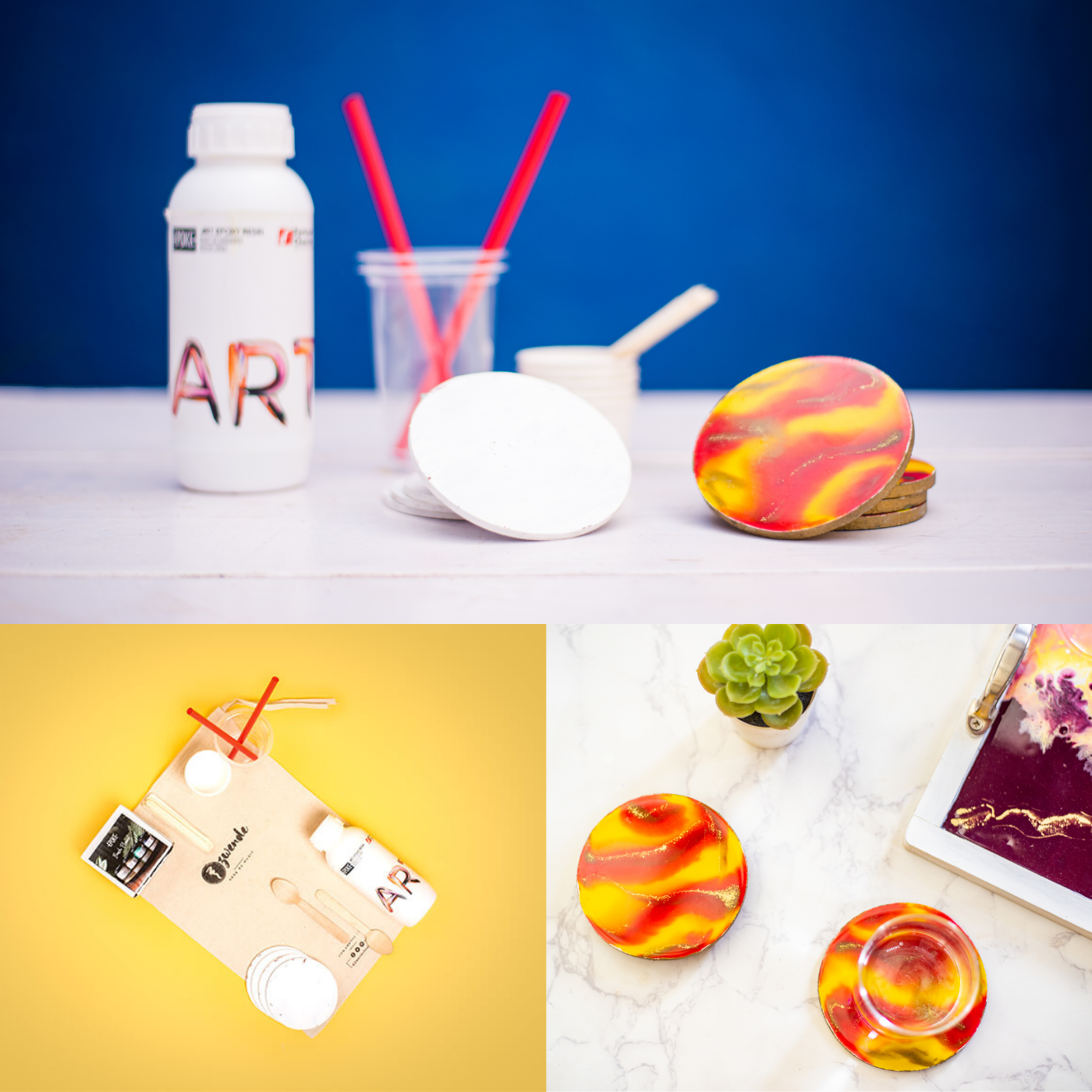 Buy Resin Art - Ready to use DIY Kit - Round Coasters Online On Zwende