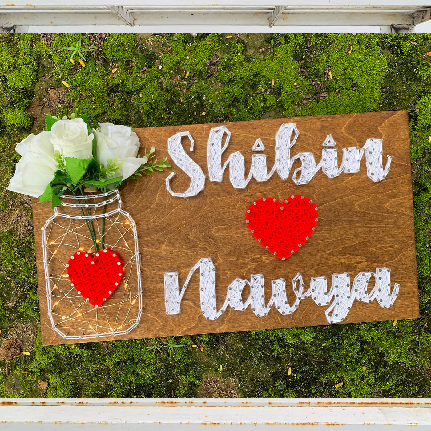 Buy String Art Mason Jar Nameplate for Couples - Rainbow Online On Zwende