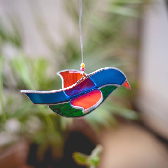 Buy Chickadee Stained Glass Birds With Handmade Beads on the Branch Garden  Decor Bird Suncatcher Window Hangings Porch Hanging. Online in India 