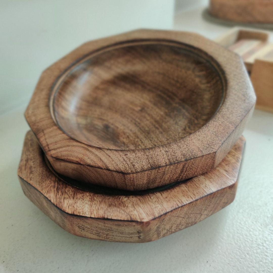 Seasoned Mango Wood Decagon Bowls I Set of 2