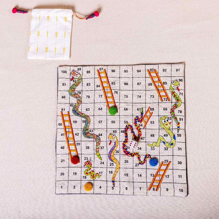 Eco-friendly Cotton Snakes and Ladder Set For Kids