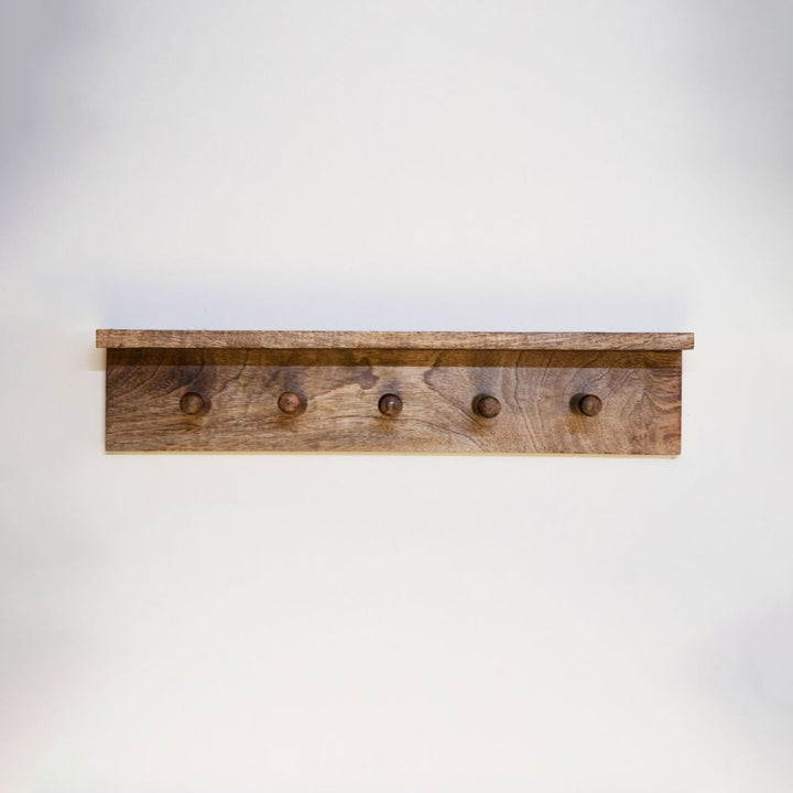 Mango Wood Clothes Hanger & Wall Shelf