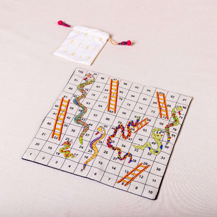 Eco-friendly Cotton Snakes and Ladder Set For Kids