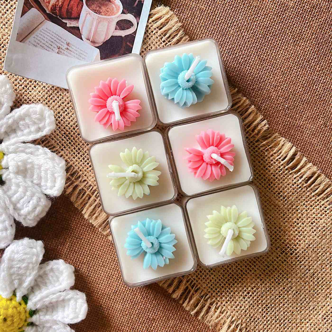 Festive Tealight Soy Wax Square Candles I Set of 6