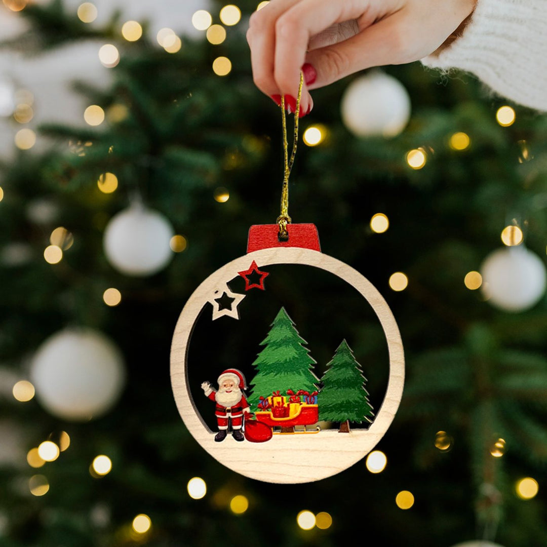 Wooden Round Christmas Ornaments | Pack of 3