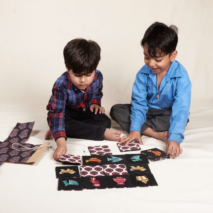 Eco-friendly Cotton Phulkari Memory Game Set For Kids