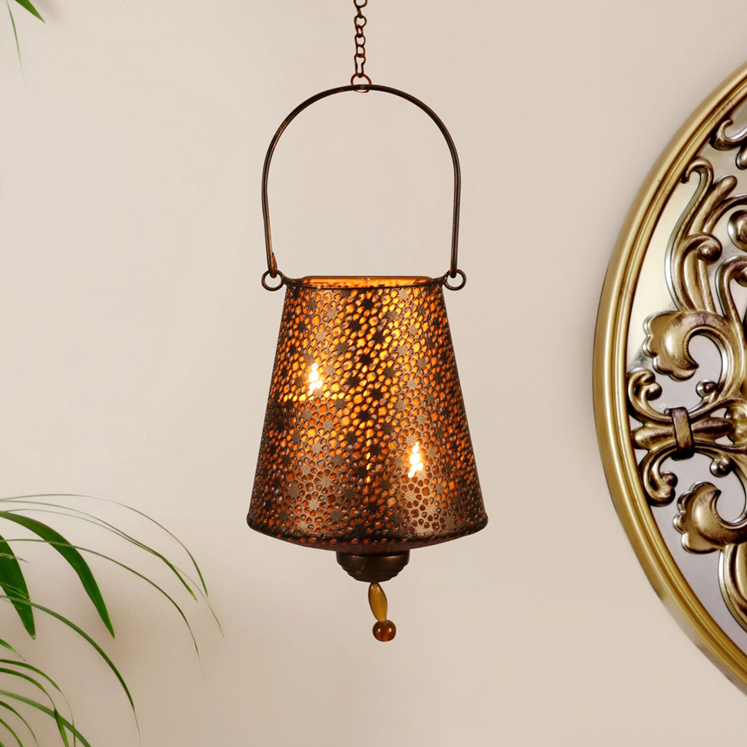 Mysore Golden Goblet Tealight Hanging with Metal Chain