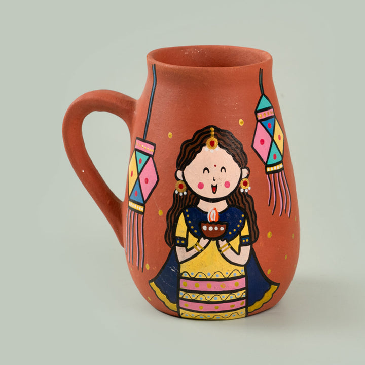 Handpainted Terracotta Mug & Diya Diwali Hamper