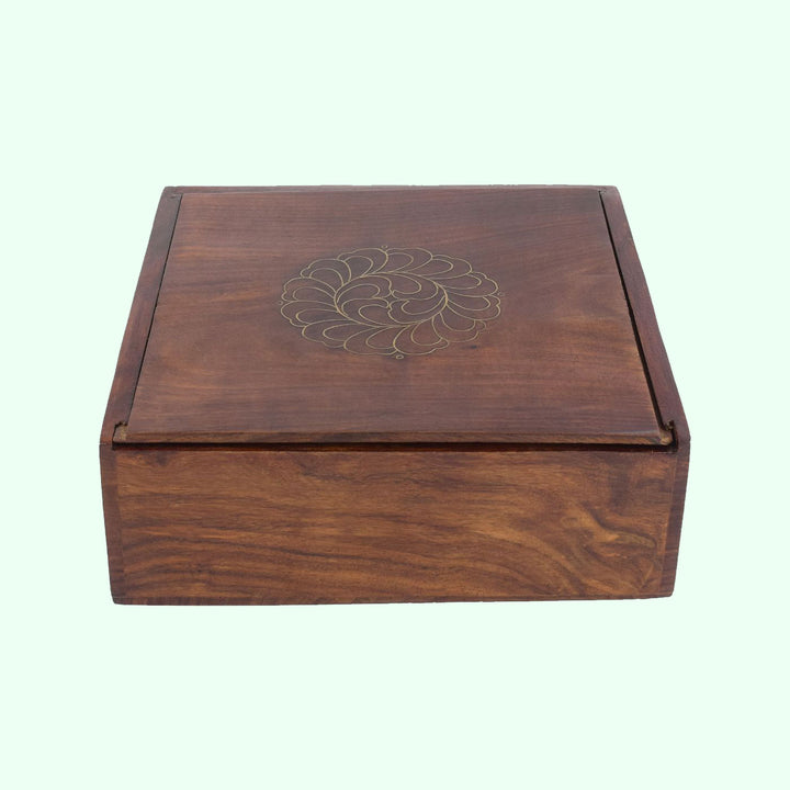 Gold Tarkashi Wooden Festive Gift Box