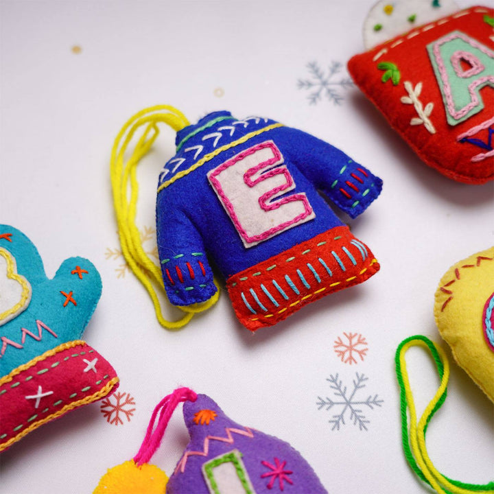 Personalised Hand Embroidered Christmas Ornaments | Set of 5