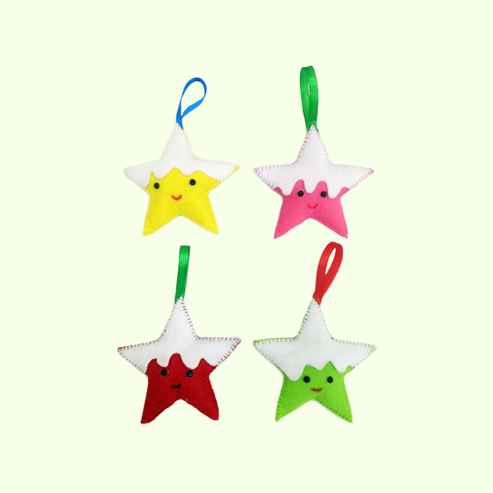 Handcrafted 3D Felt Christmas Ornament | Pack of 4