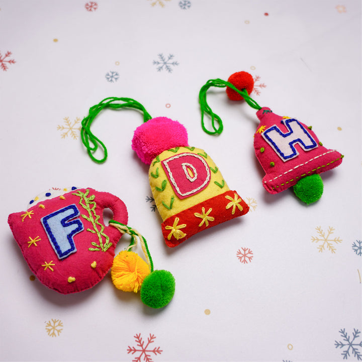 Personalised Hand Embroidered Christmas Ornaments | Set of 3