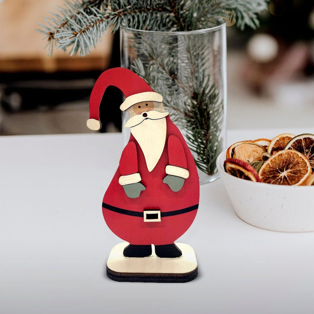 Adorable Wooden Santa Christmas Table Decor