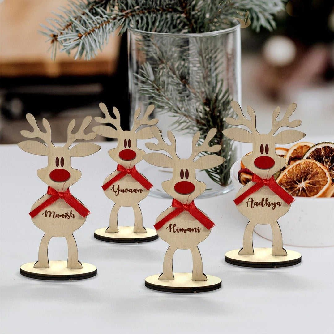 Personalised Wooden Reindeer Christmas Table Decor