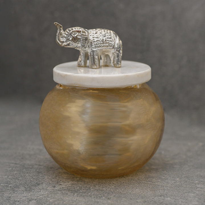 Handcrafted Glass Elephant Round Jar