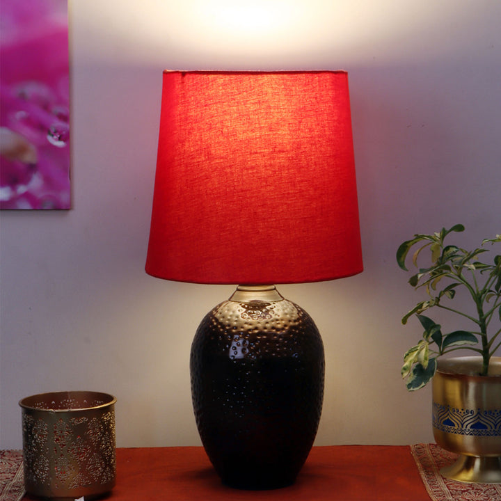 Nalanda Hand-Hammered Metal & Cotton Table Lamp