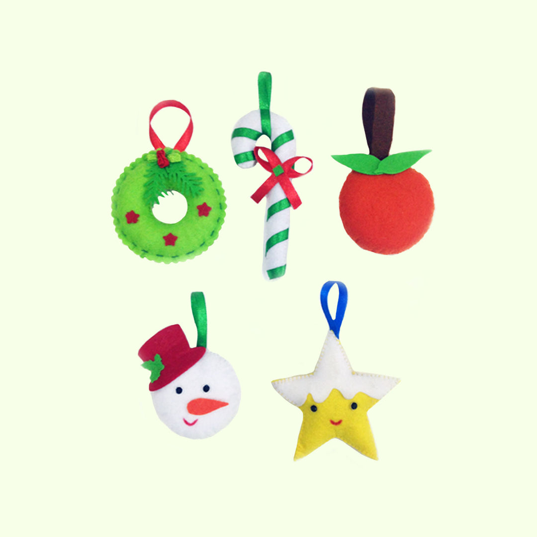 Handcrafted 3D Felt Christmas Ornament | Pack of 5