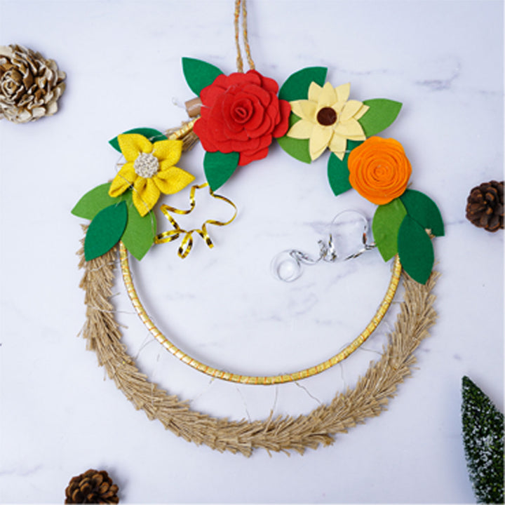 Handmade Jute Christmas Floral Wreath