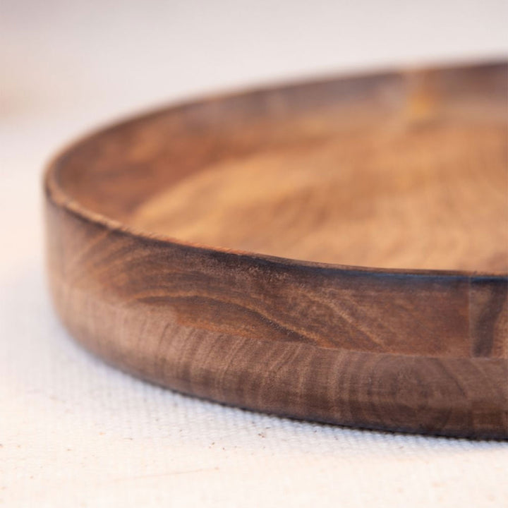 Seasoned Single Mango Wood Piece Round Platter