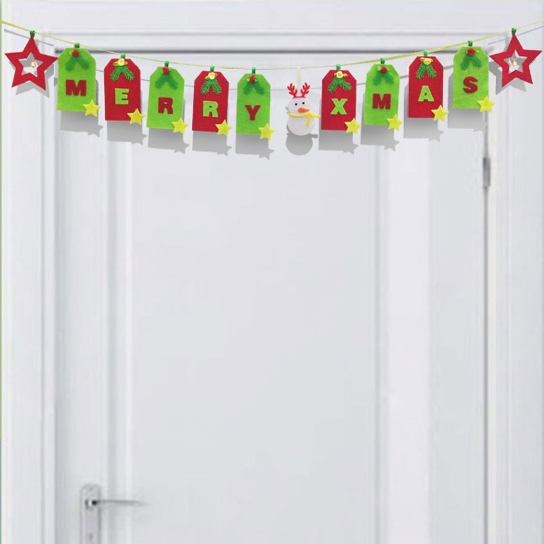 Handmade Merry X-Mas Felt Garland/ Bunting For Christmas Door Decoration