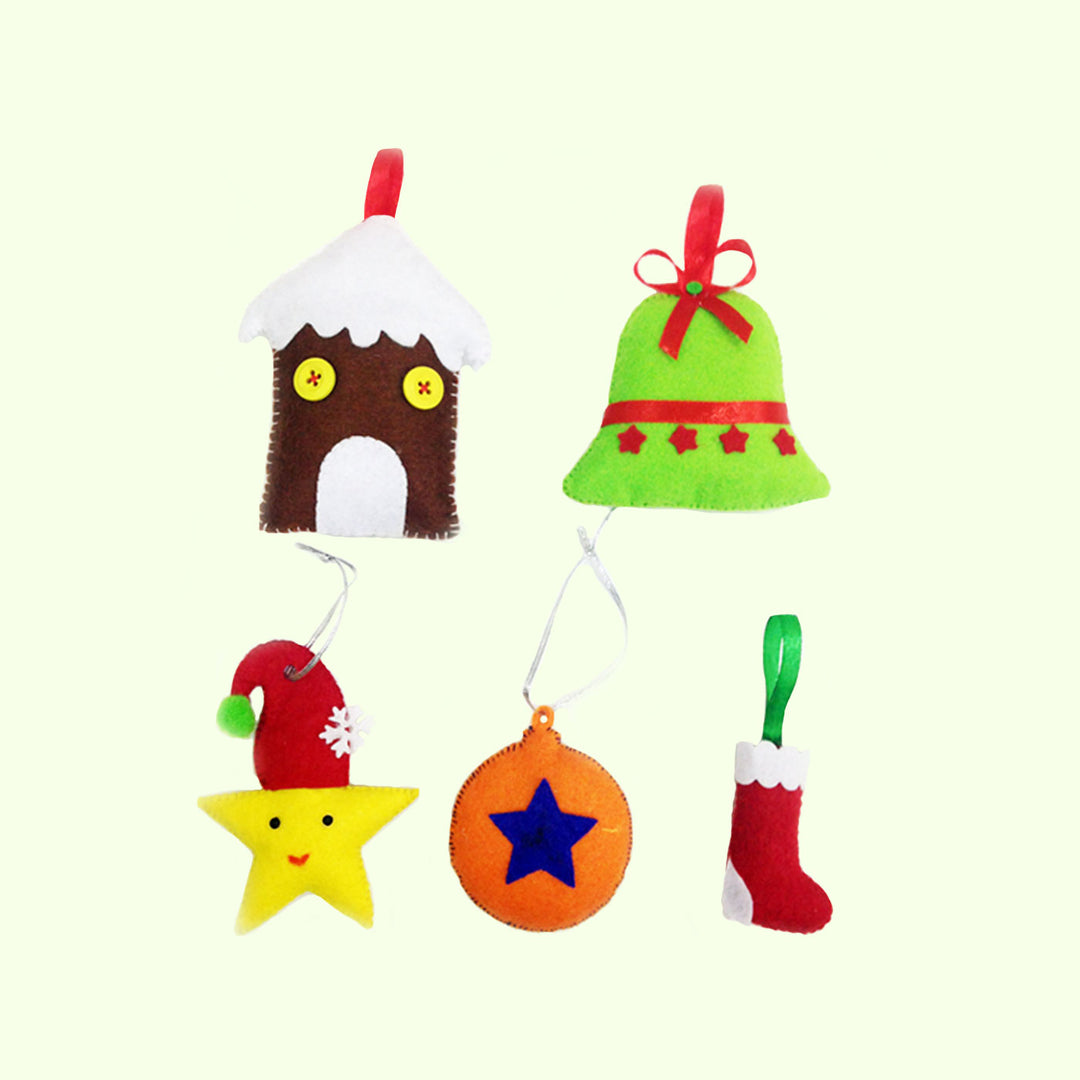 Handcrafted 3D Felt Christmas Ornament | Pack of 5