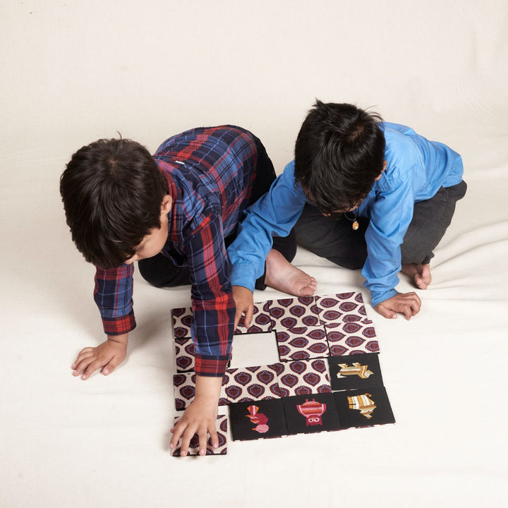 Eco-friendly Cotton Phulkari Memory Game Set For Kids