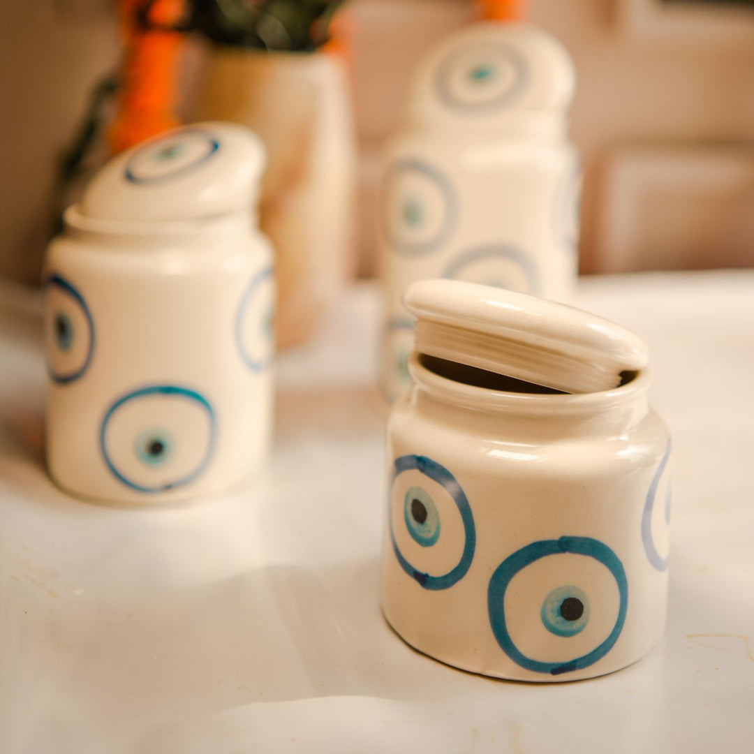 Handcrafted Evil Eyes Shaped Jars | Set of 3