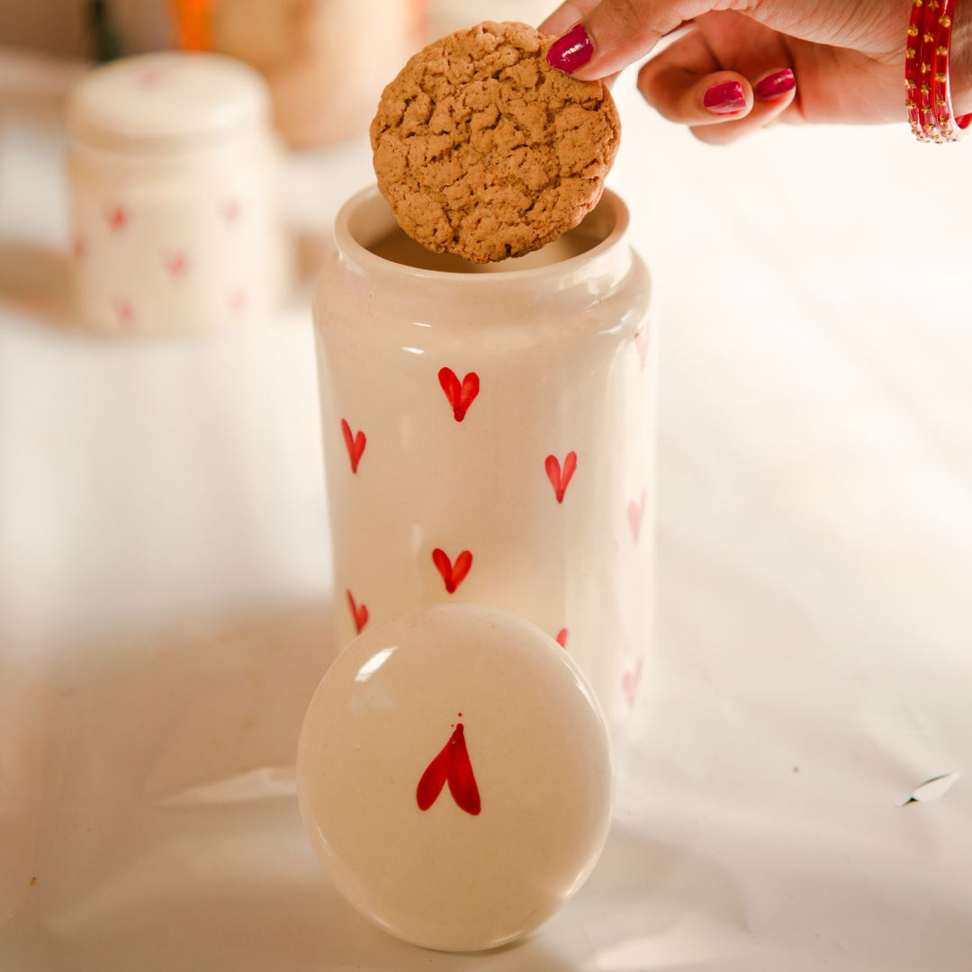 Handcrafted Ceramic Heart Shaped Jar | Set of 3