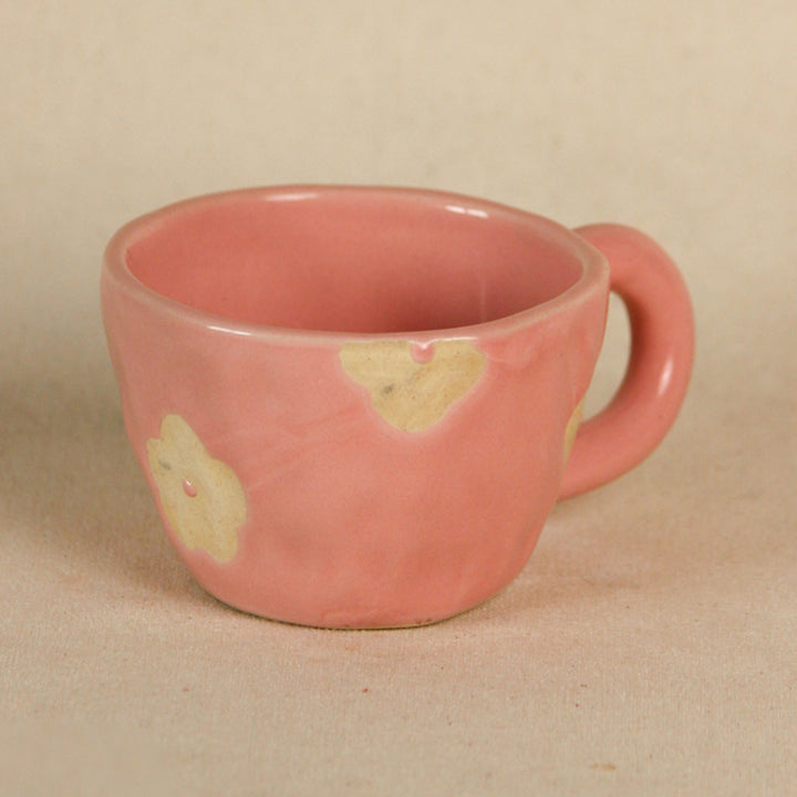 Handpainted Pretty in Pink Ceramic Mug & Saucer Set