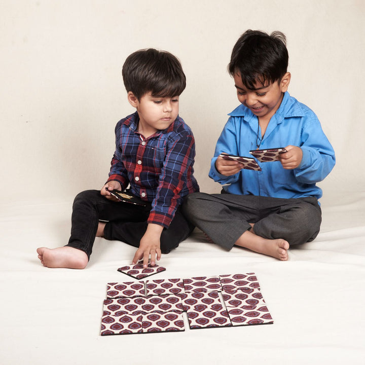 Eco-friendly Cotton Phulkari Memory Game Set For Kids