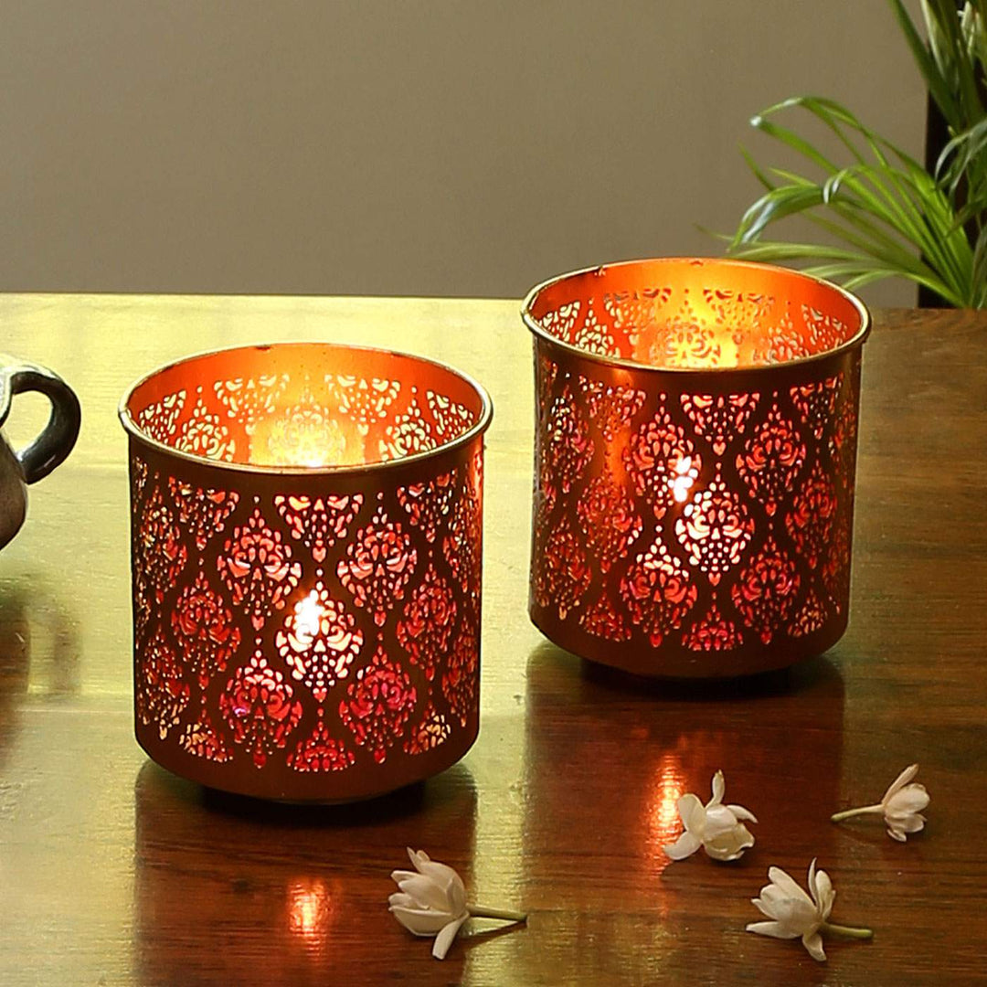 Gandhara Votives with Glass Tealight holder - Set of 2