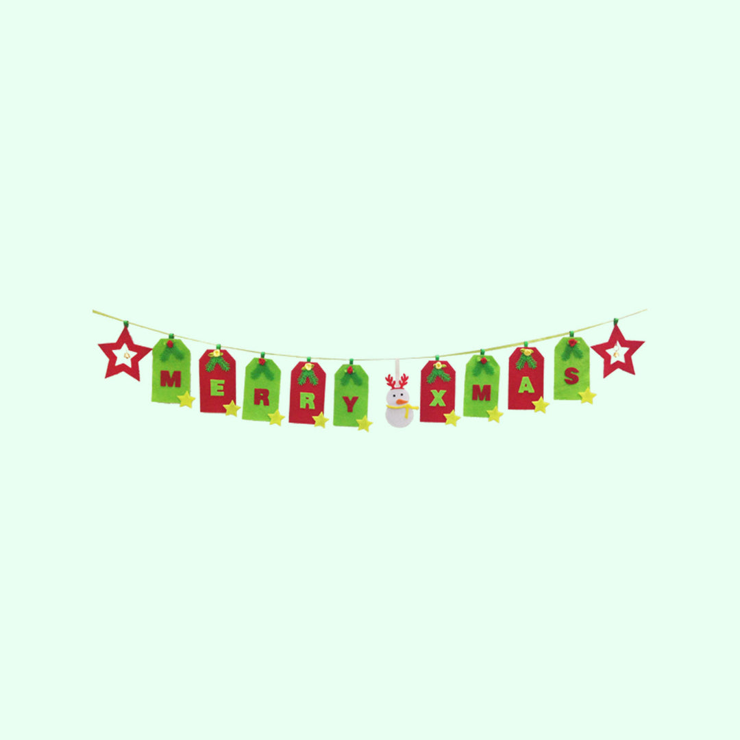 Handmade Merry X-Mas Felt Garland/ Bunting For Christmas Door Decoration