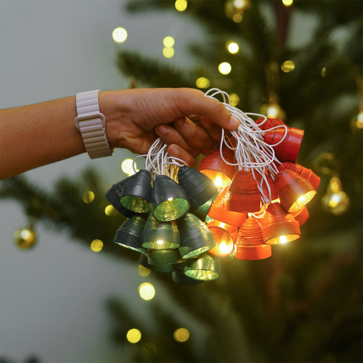 Handmade Upcycled Newspaper Fairy Lights For Christmas Decoration