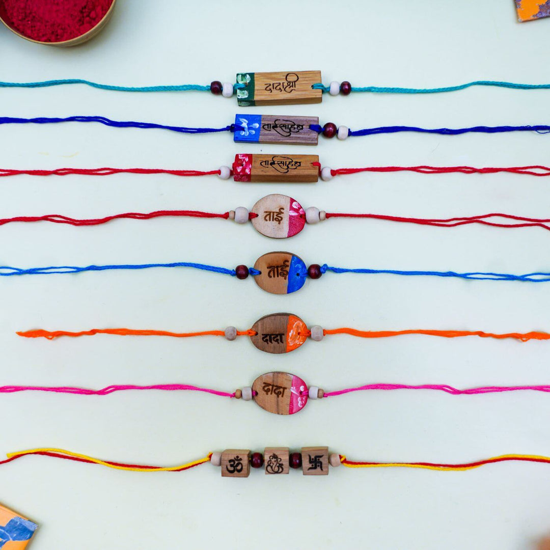 Handcrafted Eco Friendly Bamboo Rakhi | Set of 8