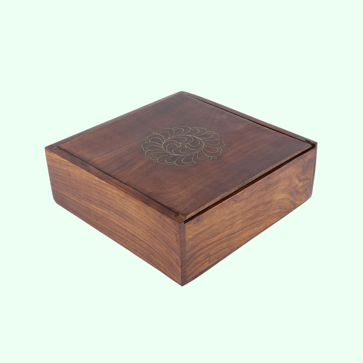 Gold Tarkashi Wooden Festive Gift Box