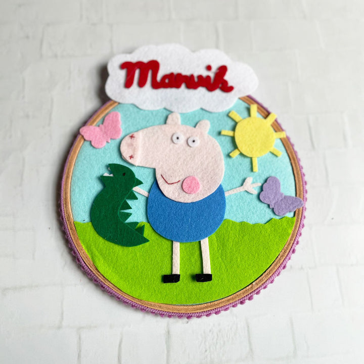 Personalized Felt Peppa Pig Theme Wall Nameplate