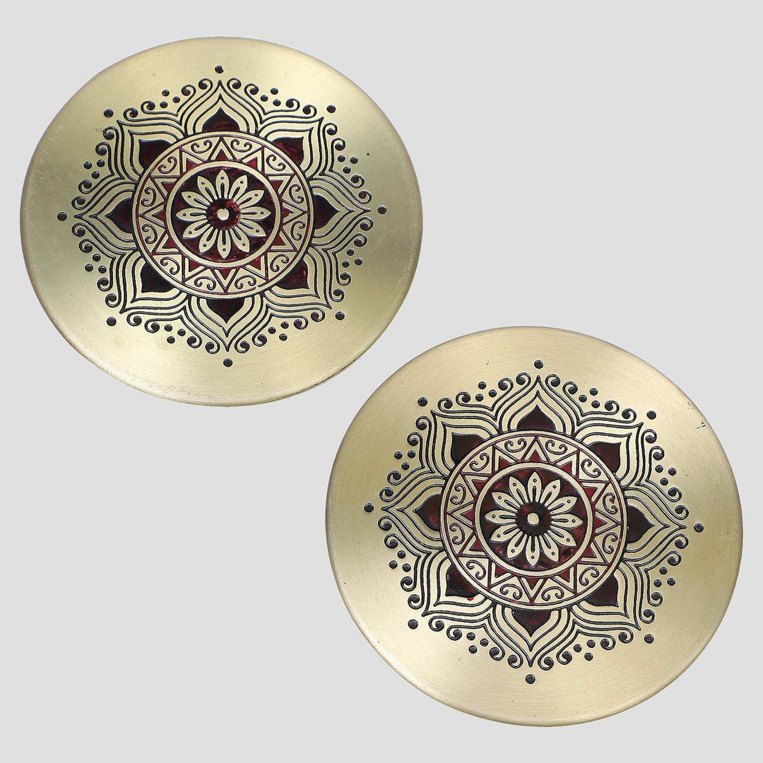 Gold Utsav Brass Coasters (Set of 2) Design by Nakshikathaa at