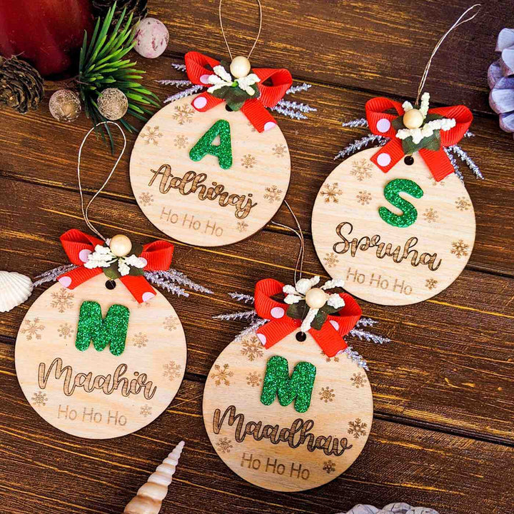 Handcrafted Wood Personalised Christmas Ornaments