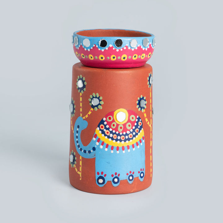 Handpainted Terracotta Tealight Holder & Diya Hamper