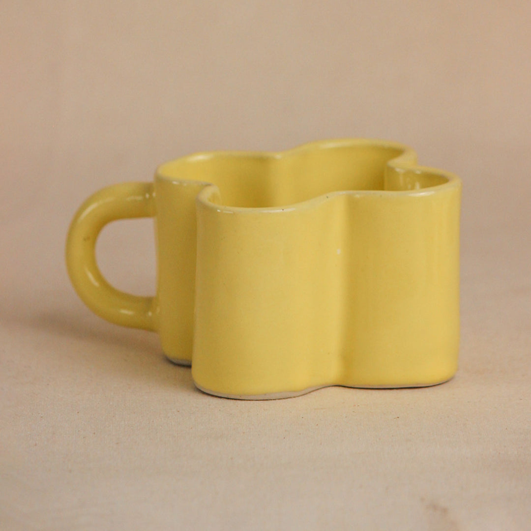 Handpainted Flower-Shaped Ceramic Cappuccino Mug