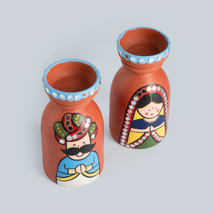 Handpainted Terracotta Tealight Holder Set & Diya Hamper