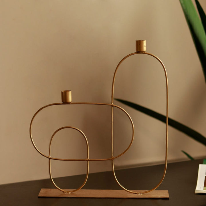 Scandinavian Metal Gold Finish Candle Holder