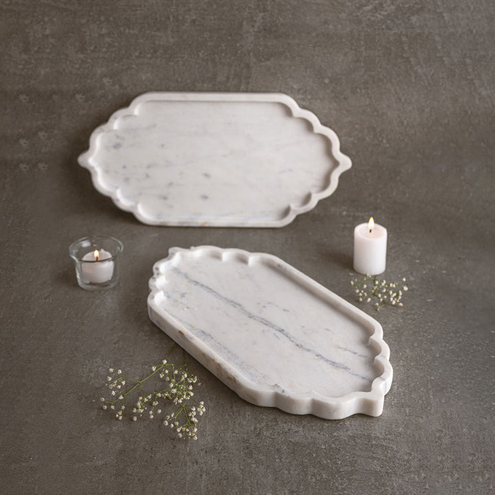 Handcrafted Marble Mugal Tray