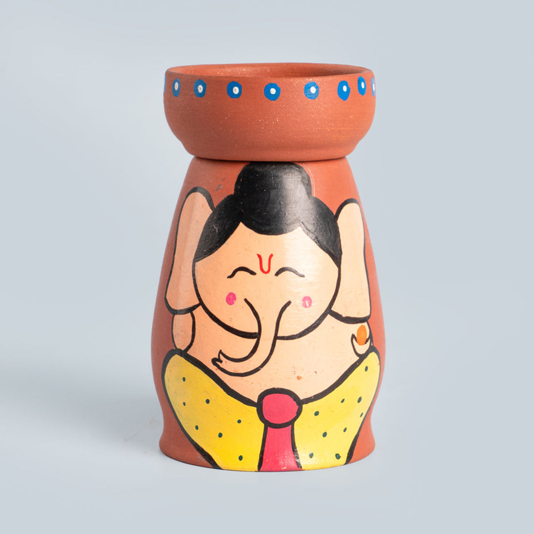 Handpainted Terracotta Tealight Holder & Diya Hamper