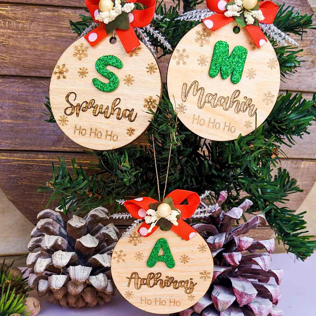 Handcrafted Wood Personalised Christmas Ornaments