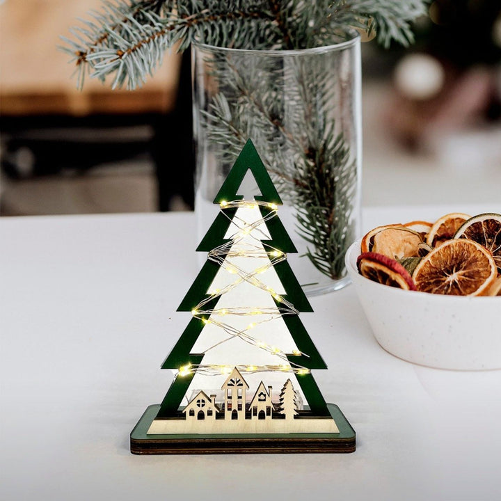 Wooden Tree with Lights Christmas Table Decor