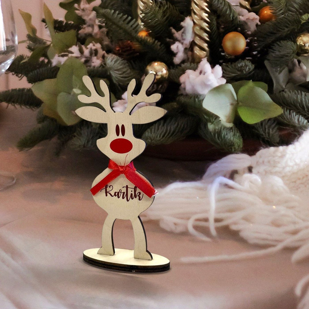 Personalised Wooden Reindeer Christmas Table Decor