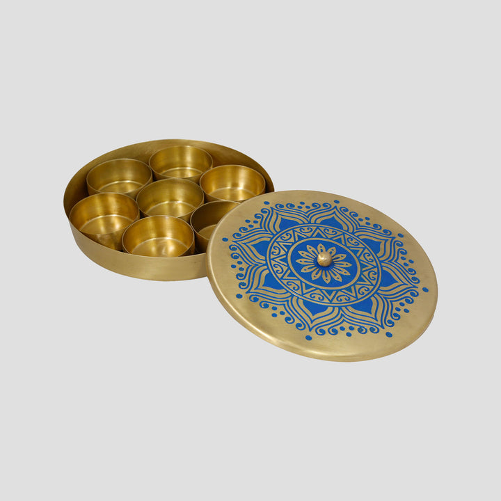 Utsav Handcrafted Brass Masaladan with 7 Bowls